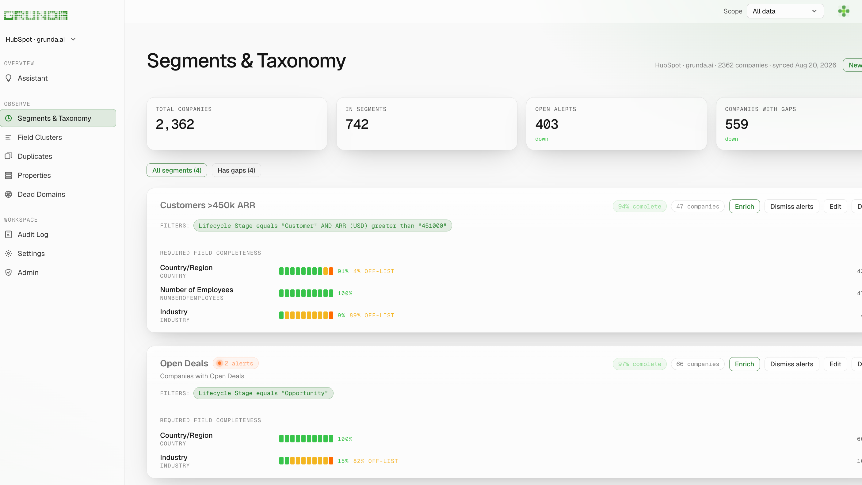 Segments and Taxonomy Management
